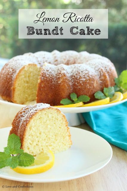 Lemon Ricotta Bundt Cake, Ricotta Bundt Cake, Lemon Ricotta Cake Recipes, Ricotta Cake Recipes, Lemon Ricotta Cake, Lemon Treats, Lemon Layer Cakes, Ricotta Cheesecake, Ricotta Recipes