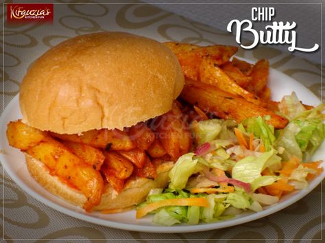 Chip Butty - Fauzia’s Kitchen Fun Chip Butty Recipe, Chip Butty Sandwiches, Masala Chips, Chip Butty, Fries Recipes, English Recipes, Meals Ideas, Tandoori Masala, Kitchen Fun