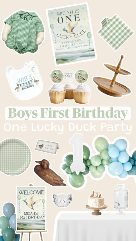 One Lucky Duck Boys First Birthday Party Theme #firstbirthday #etsy #firstbirthdaythemes #oneluckyduck #boysfirstbirthday #duckpartydecor #firstbirthdayideas #oneluckyduckparty  Follow my shop @Chelsalately on the @shop.LTK app to shop this post and get my exclusive app-only content!  #liketkit #LTKparties #LTKkids #LTKbaby @shop.ltk https://liketk.it/4BtEh Lucky Duck Birthday, Boys First Birthday Party, One Lucky Duck, First Birthday Party Decor, Baby First Birthday Themes, Boys First Birthday, Boys First Birthday Party Ideas, Boys 1st Birthday Party Ideas, Duck Birthday