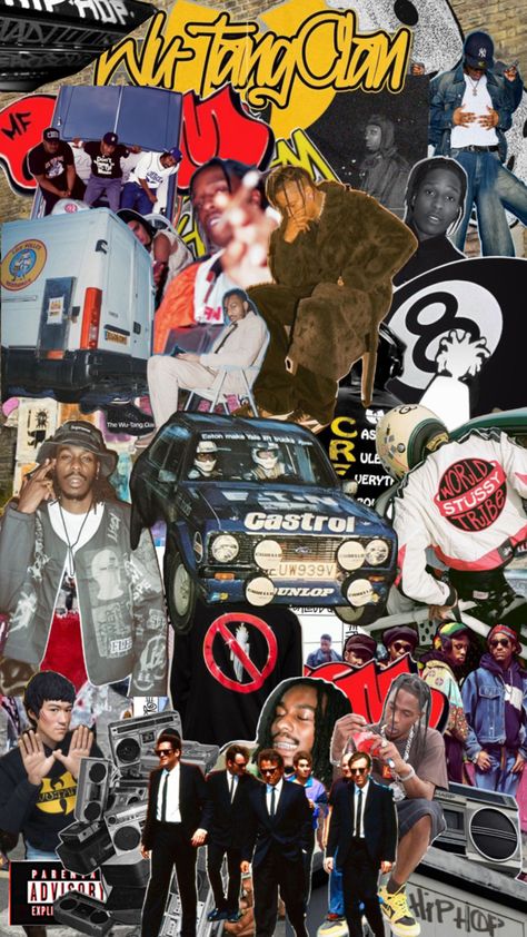 Hip Hop Collage, Nike Wallpaper, 90s Vibes, Wu Tang, Hip Hop, Nike, Collage, Art