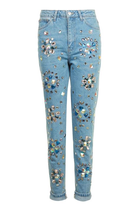 MOTO Floral Gemstone Mom Jeans Moto Mom, Mode Mantel, Diy Jeans, Moto Jeans, Style Inspiration Casual, Custom Jeans, Stage Outfit, High Street Fashion, Topshop Jeans