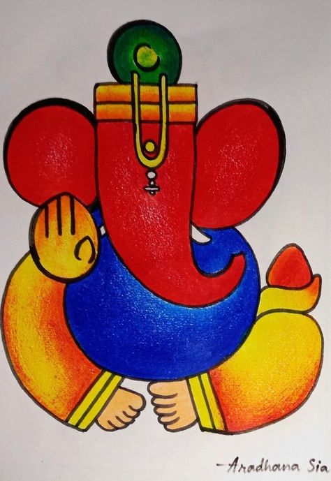 Easy Ganesha Painting For Kids, Ganesh Ji Rangoli Designs Diwali, Easy God Paintings, Ganesh Drawing Simple, Ganesh Ji Drawing Easy, Rangoli For Kids, Ganapati Painting, Ready Rangoli, Ganesh Drawing