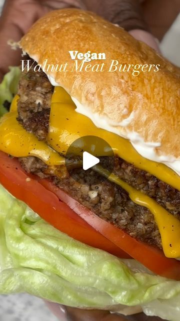 Healthy Vegan Burger Recipes, Vegan Patty Melt, Vegan Walnut Meat Recipes, Vegan Hamburger, Walnut Mushroom Meat, Vegan Smash Burger, Walnut Meat, Walnut Meat Recipes, Healthy Hamburger Recipes