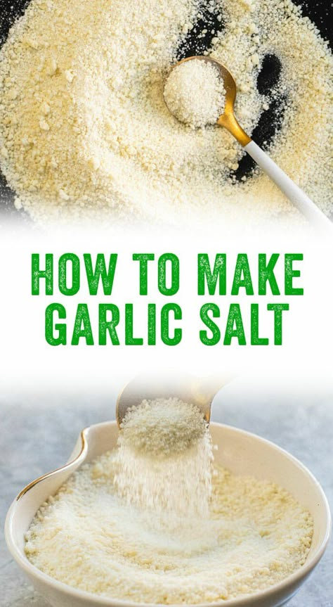 How to Make Garlic Salt (Easy DIY!)– A Couple Cooks Homemade Garlic Salt, Infused Salt Recipes, Flavored Salts Recipes, Herb Salt Recipe, Canning Jams, Salt Blends, A Couple Cooks, Jar Food, Homemade Mixes