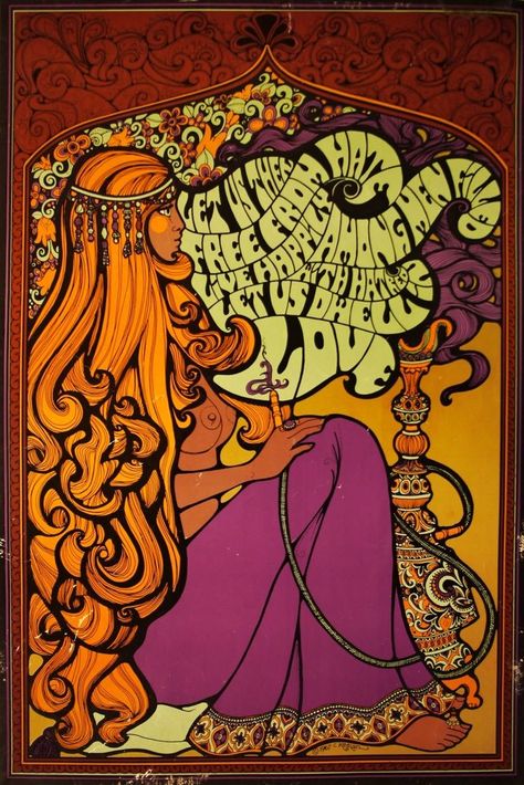 Arte Hippy, Hippie Posters, 60s Art, Psy Art, Hippie Chick, Hippie Love, Rock Posters, Hippie Art, Art And Illustration