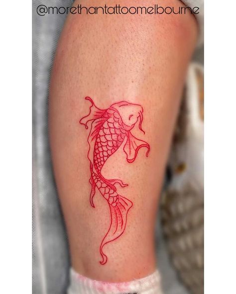 More than tattoo on Instagram: “Awesome “Koi fish” done by our new apprentice @lyss.ink • Check her amazing skills on IG and give her a follow • For bookings DM or email…” Red Color Tattoo, Hand Tattoos For Girls, Tattoo Background, Pretty Hand Tattoos, Tasteful Tattoos, Koi Fish Tattoo, Red Ink Tattoos, Fish Tattoo, Pretty Tattoos For Women