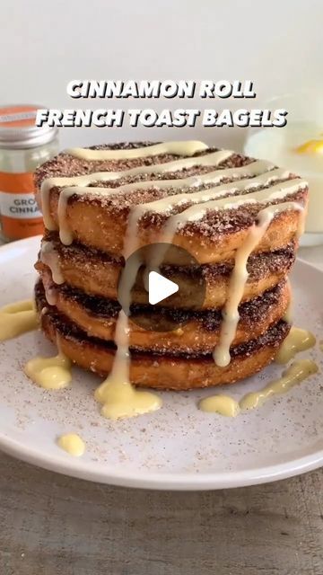 Food reels | Food post on Instagram: "CINNAMON ROLL FRENCH TOAST BAGELS 🥞  They’re loaded with cinnamon butter, coated in cinnamon sugar and topped with cream cheese icing 🤤 They’re soft and warm and so easy to make!  All you need is:  Cinnamon butter: 35g unsalted butter, softened 25g light brown sugar 1/2 tbsp cinnamon  French toast: 2 bagels, sliced in half 2 medium eggs 60ml milk (any) 1 tsp vanilla extract  Cinnamon sugar: 40g granulated sugar 1 tsp cinnamon  Cream cheese icing: 20g cream cheese, room temp 20g unsalted butter, softened 30g icing sugar  Serves 2 🥰  You may not use all the cinnamon butter, cinnamon sugar or cream cheese icing. If you don’t, store the butter and cream cheese icing in the fridge and the sugar in a bag or small container ❤️  Enjoy! . . . . . . . 🎥 by @ French Toast Bagels, Food Reels, Cinnamon Roll French, Cinnamon Roll French Toast, Cinnamon Cream Cheese, Butter Cinnamon, Food Post, Cinnamon French Toast, Ultimate Breakfast