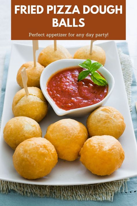 Fried Pizza Dough Recipes, Fried Spaghetti Balls, Fried Dough Balls Recipe, Fried Pizza Dough, Italian Fried Dough, Pizza Dough Balls, Fried Dough Balls, Deep Fried Pizza, Pizza Balls