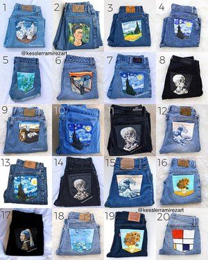 London Travel Guide, Painted Clothes Diy, Diy Jeans, Travel Guide London, Denim Art, Diy Vetement, Custom Jeans, Thrift Flip, Painted Jeans