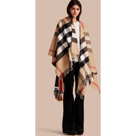 Burberry Check Cashmere and Wool Poncho ($1,335) ❤ liked on Polyvore featuring outerwear, burberry, burberry poncho, pink poncho, fringe poncho and cashmere fringed poncho Burberry Poncho Outfit, Burberry Poncho, Poncho Outfit, Burberry Coat, Cashmere Poncho, Burberry Scarf, Wool Poncho, British Outfits, Cashmere Wrap