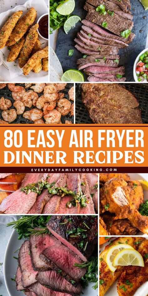 Learn how to make the best air fryer dinner recipes! You’ve finally found the list of easy air fryer recipes that are all made to be downright delicious and simple to make! Check this out for the perfect addition to your simple dinner ideas! Air Fryer Pressure Cooker Recipes, Simple Food Recipes Air Fryer, Ninja Dual Air Fryer Meals, Air Fryer Ideas For Dinner, Meat Recipes In Air Fryer, Dual Air Fryer Recipes Healthy, Air Fryer Main Course Recipes, Air Fryer Weeknight Dinner, Air Fried Dinner Recipes