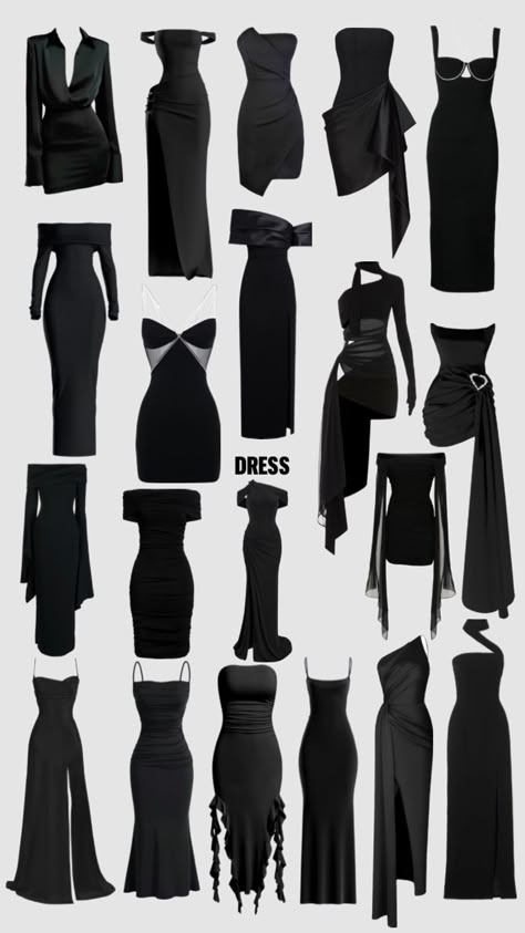 Dress Ideas School Dance, Dark Dresses Elegant, Cool Elegant Outfit, Fancy Event Outfit, Dress To Impress Tips, Vintage Black Dresses, Cute Wedding Guest Dresses, Dope Fashion Outfits, Long Dress Black