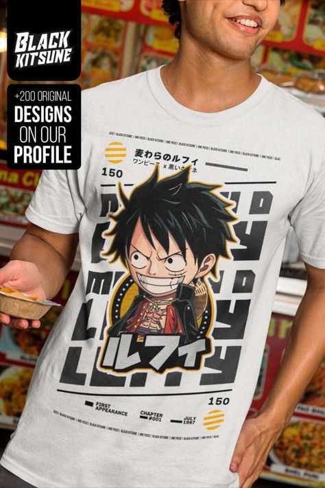 A T-SHIRT DESIGN Inspired from LUFFY IN WANO ARC of ONE PIECE Manga by Black Kitsune Argentina. One Piece Merch, Black Kitsune, Series Characters, Anime Tshirt, Manga Panels, Anime And Manga, Anime Shirt, Baseball Shirts, Online Stores