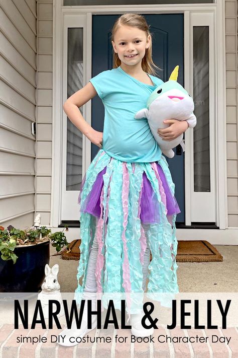 Narwhal And Jelly, Narwhal Costume, Easy Diy Costume, Under The Sea Costumes, Character Day, Sea Costume, Diy Jellyfish, Jellyfish Costume, Book Character Day