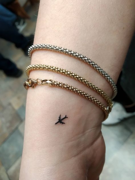 Small Plane Tattoo, Plane Tattoos, Best Flower Tattoos, Airplane Tattoo, Tattoo On Wrist, Plane Tattoo, Small Plane, Small Girly Tattoos, Airplane Tattoos