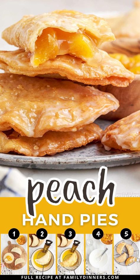 These incredibly delicious deep fried peach hand pies come together quickly by using store-bought pie filling and refrigerated crust. They combine a sweet and flaky crust with a flavorful and juicy peach filling. Peach Turnovers Pie Crust, Fried Peach Pies With Fresh Peaches, Deep Fried Pies, Fried Peach Pies Homemade, Peach Hand Pies With Fresh Peaches, Peach Filling Recipes, Deep Fried Peaches, Fried Fruit, Peach Turnovers