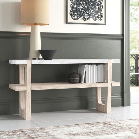 Joss & Main Landover 60" Console Table & Reviews | Wayfair Marble Console Table, Storage Console, Marble Console, Table Marble, Classic Gray, Table Books, Wood Console Table, Wood Console, Marble Granite