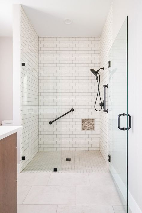 Zero Transition Shower Floor, Curbless Shower Ideas Walk In Tile, Flush Shower Floor, Pivot Shower Door Frameless, Lipless Showers, Curbless Shower Ideas Walk In With Bench, Accessible Shower Design, No Threshold Showers, Curbless Shower Ideas Small Baths