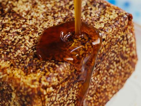 Torta Bejarana Sweet Plantain Cake Plantain Cake, Sweet Red Wines, Ripe Plantain, White Cheese, Sesame Seed, Rustic Cake, Toasted Sesame Seeds, Oven Racks, Cake Batter