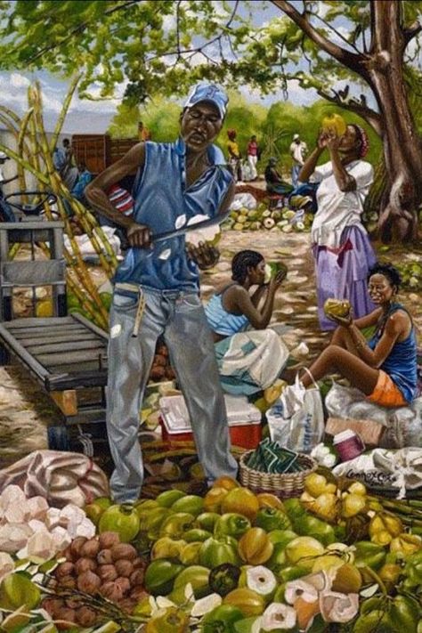 Jamaican Art, African American Artwork, Haitian Art, Jamaican Culture, African Paintings, Afrikaanse Kunst, Caribbean Art, Afrocentric Art, Black Art Painting