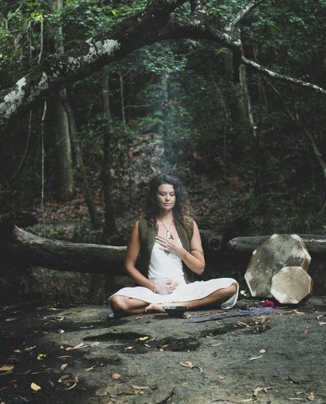 Medicine Woman Photoshoot, Spiritual Headshots, Boho Photography Nature, Drum Photoshoot, Massage Branding, Yoga Photoshoot Ideas, Yoga Flowers, Boho Photography, Spiritual Photos