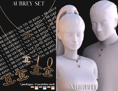 Aubrey Set [Chanel Month 2.0 - Day 7] - MURPHY x BRADFORD x NOCTIS Sims4 Accessories, 4 Piercings, Sims Fashion, Sims Accessories, Sims 4 Piercings, Die Sims 4, Sims 4 Tsr, Play Sims 4, Sims 4 Cc Makeup