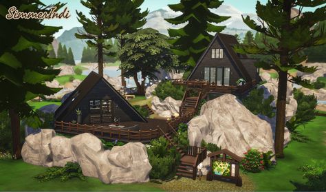 Sims 4 Granite Falls Cabin, Granite Falls Sims 4, Sims 4 Granite Falls Build, Sims 4 Rental House, Cabin Sims 4, Sims Gallery, Forest Vacation, Cabin Forest, Sims 4 Speed Build