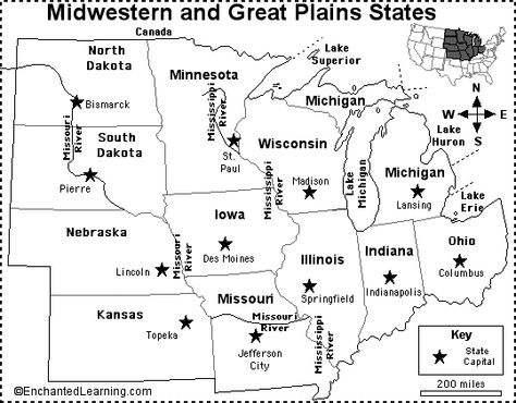 Midwest Map of capitals Midwest States And Capitals Free Printable, State Capitals Quiz, Learn Geography, States Capitals, United States Geography, Midwest Region, Quiz Games, American History Lessons, States And Capitals