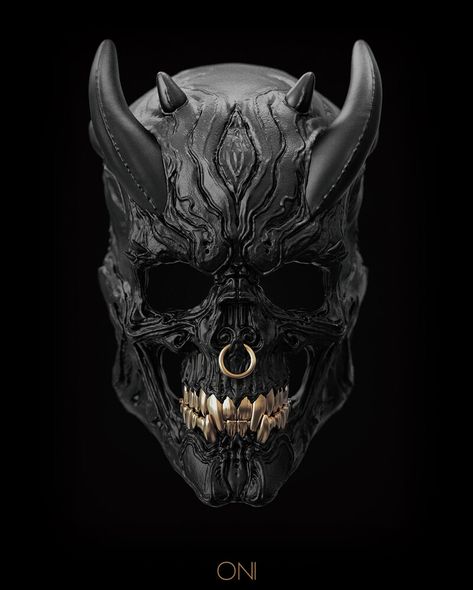 ArtStation - -BLACK ONI-, Maarten Verhoeven Mascara Hannya, Mascara Oni, Tattoo Skulls, Creepy Masks, Oni Mask, Creation Photo, Skull Mask, Cool Masks, Masks Art