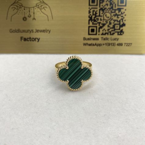 Van Cleef Arpels Magic Alhambra 18K Yellow Gold Malachite Ring VCARO3AV00 Malachite Ring, 18k Gold Bracelet, Malachite Rings, Yellow Gold Diamond Ring, 18k Gold Necklace, 18k Gold Earrings, Solid Gold Band, Gold Diamond Necklace, 18k Gold Jewelry