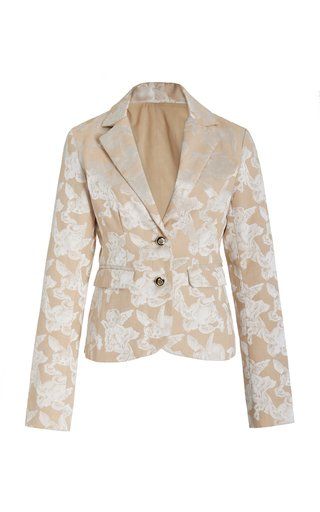 Женские дизайнерские блейзеры | Moda Operandi Jacquard Jacket Outfit, Jacquard Coat, Black Experience, Jacquard Blazer, Cut Blazer, Gold Blazer, 2010s Fashion, Coat Spring, Cotton Midi Skirt