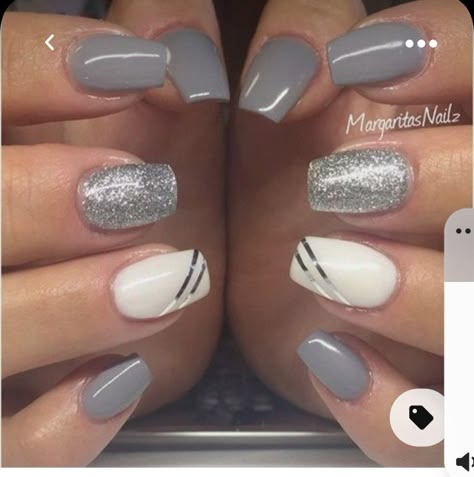 Image Nails, White And Silver Nails, Milky Nails, Elegant Nail Art, Gray Nails, Gel Nail Colors, Trendy Nail Art, Spring Nail, Acrylic Nails Coffin