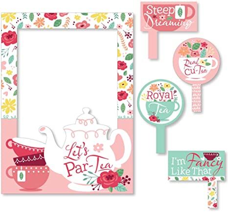 Amazon.com: Big Dot of Happiness Floral Let’s Par-Tea - Garden Tea Party Selfie Photo Booth Picture Frame and Props - Printed on Sturdy Material : Home & Kitchen Tea Party Photo Booth, Tea Party Pictures, Photo Booth Picture Frame, Photo Booth Picture Frames, Selfie Photo Booth, Picture Booth, Adult Tea Party, Party Photo Frame, Funny Photo Booth