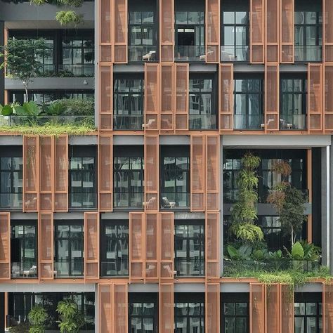 designboom magazine on Instagram: "a terracotta facade of hanging gardens fronts this artyzen singapore hotel by #architecture studio ONG&ONG (@ongong_360) 🌿 images @fabian_ong_ find out more on #designboom! #facade #singapore #design" Terracotta Architecture Facades, Terracotta Screen Facade, Japanese Facade Design, Sustainable Facade Design, Facade Architecture Residential, Facade Design Commercial, Apartment Architecture Facade, Modern Filipino Architecture, Artyzen Singapore