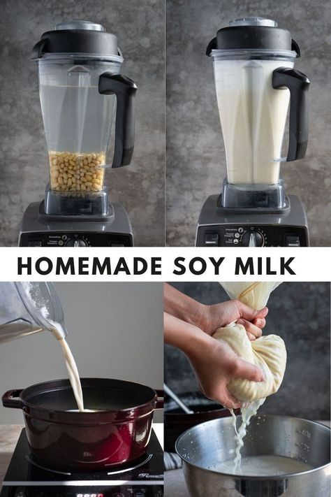 Homemade soy milk is healthy, simple and delicious. With only one ingredient and a few simple steps, you can enjoy fresh homemade soymilk which doesn't contain any unnecessary ingredients. Plus, it's so much cheaper than store bought versions! Diy Soy Milk, How To Make Soy Milk At Home, How To Make Soy Milk, Milk Types, Healthy Milk Recipes, Soy Milk Recipes, Homemade Soy Milk, Soya Milk, Fruit Juice Recipes