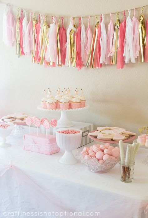 Pink and Gold Ballet Bash - this is perfection! Pink And Gold Dessert Table, Cakesmash Photoshoot, Gold Dessert Table, Ballet Birthday Party, Pink And Gold Birthday Party, Pink Gold Baby Shower, Gold Dessert, Ballet Birthday, Ballet Party