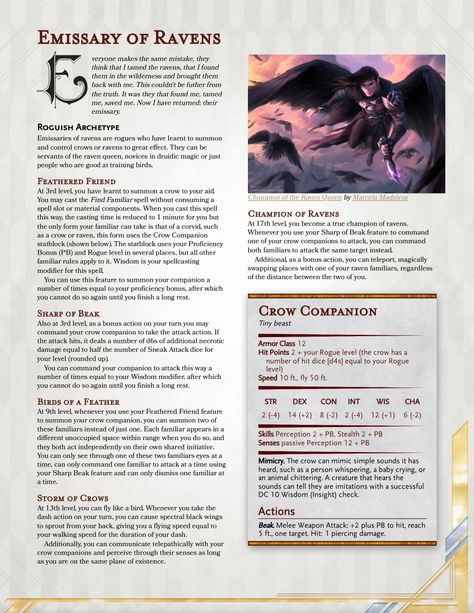 Dnd 5e Rogue, Rogue 5e, Raven Queen Dnd, Dnd 5e Races, Rogue Archetypes, Rogue Dnd, Rogue Character, Arcane Trickster, Dnd Homebrew