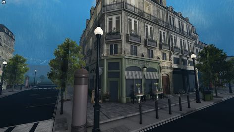 City Aesthetic Bloxburg, Paris Layout, Bloxburg Newyork House, New York Buildings Bloxburg, Bloxburg Paris Apartment, Bloxburg Art Gallery, Bloxburg City House Ideas, Bloxburg Build Inspo Exterior, Apartment Inspiration Bloxburg Exterior