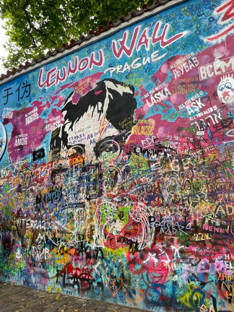 #prague #lennonwall John Lennon Wall Prague, Lennon Wall, John Lennon Wall, John Lennon, Prague, Comic Book Cover, Wall, Travel, Instagram