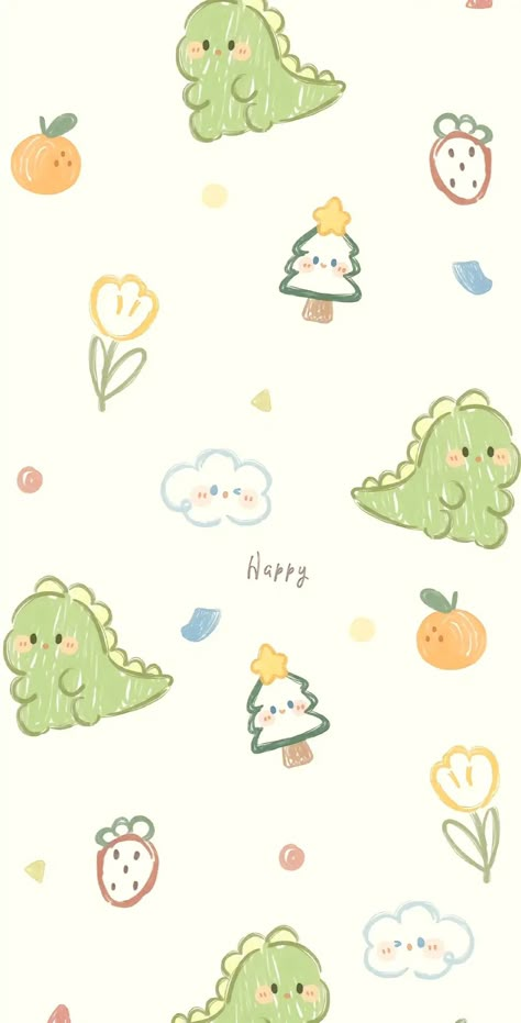 Cute Home Screen Wallpaper, Dinosaur Wallpaper, Desain Quilling, Cocoppa Wallpaper, Iphone Wallpaper Kawaii, Cute Desktop Wallpaper, Simple Phone Wallpapers, Soft Wallpaper, 캐릭터 드로잉