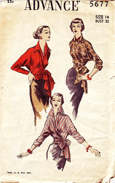 Wrap Blouse Pattern, 1950s Clothes, Advance Patterns, Evening Blouses, Sleek Chic, Summer Sewing, Design Moda, Vintage Dress Patterns, Dress Tutorials