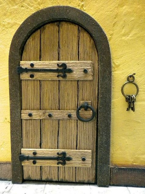 Medieval Cottage, Medieval Door, Castle Doors, Fairy Garden Doors, Fairy Castle, Black Door Handles, Cool Doors, Cottage Fairy, Wooden Door Design