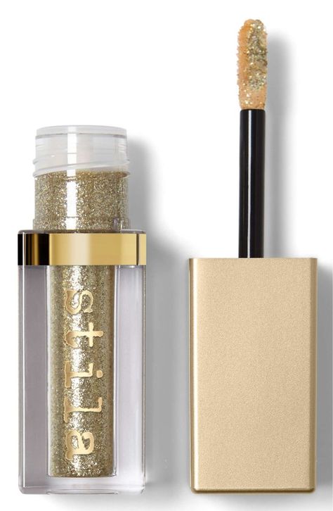 Forget Diamonds — Gold Makeup Is Really a Girl’s Best Friend Stila Eyeshadow, Stila Glitter And Glow, Sparkle Eyeshadow, Eyeshadow Glitter, Liquid Eye Shadow, Stila Makeup, Diamond Dust, How To Apply Eyeshadow, Top Makeup Products