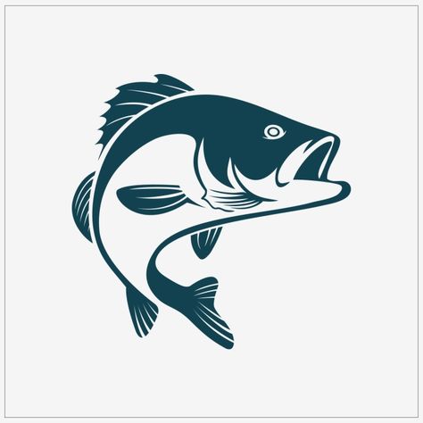 Fish Vector Illustration, Fish Logo Design Ideas, Fish Design Logo, Fish Illustration Design, Fish Vector Art, Illustrated Fish, Fish Graphic Design, Fishing Logo, Fish Silhouette