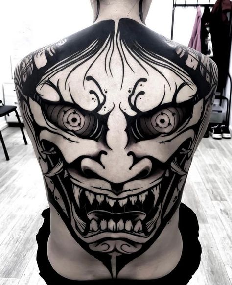 Oni Mask Tattoo, Oni Tattoo, 42 Tattoo, Backpiece Tattoo, Hannya Mask Tattoo, Samurai Tattoo Design, Japan Tattoo Design, Naruto Tattoo, Full Back Tattoos