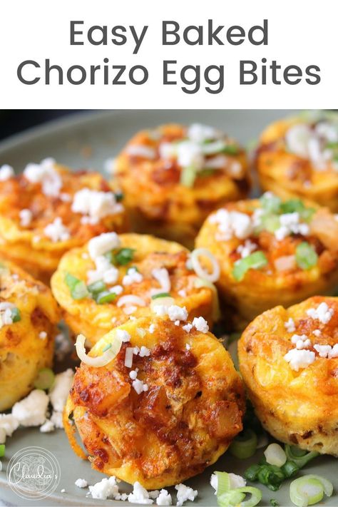 If you are crushing on our Baked Chorizo and Eggs, well I just made it more convenient with Easy Baked Chorizo Egg Bites. A delicious option for breakfast on the go that we can all appreciate. These bits are hearty and filling with a touch of heat from the Chorizo…it’s my new breakfast favorite!! Chorizo Egg Bites, Soy Chorizo Recipes, Egg Bake Casserole, Bacon Egg Muffins, Chorizo Breakfast, Chorizo And Eggs, Starbucks Egg Bites, Breakfast Casserole Easy, Breakfast Bites