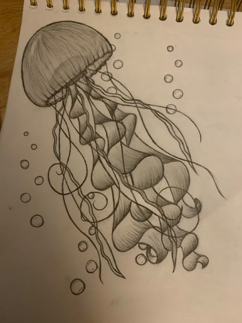 Jellyfish Pencil Sketch, Jellyfish Tentacles Drawing, Draw Jellyfish Step By Step, Jellyfish Underwater Drawing, Trippy Jellyfish Drawing, Jellyfish Sketch Drawings, Cute Charcoal Drawings, Jelly Fish Drawing Ideas, Jelly Fish Art Drawing