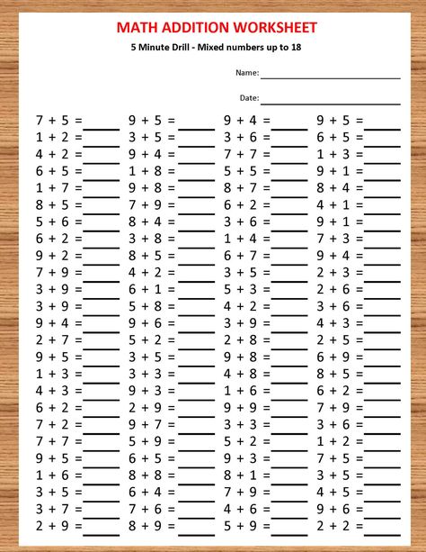 Math Worksheets With Answers, Addition Worksheets Kindergarten, Printable Addition Worksheets, Kumon Math, Addition Worksheet, Math Addition Worksheets, First Grade Math Worksheets, Math Drills, Math Sheets