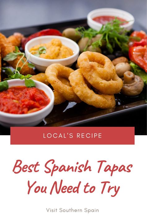 Are you interested in finding which are the Best Spanish Tapas you Must Try? If you visited Spain, you know that every bar and restaurant serves tapas, the famous Spanish appetizer. These delicious and unique traditional tapas come in various flavors, and textures and are usually accompanied by a Spanish drink. Whether you want to try a jamon & cheese platter, tortilla de patatas, or fried fish, we guarantee they are all delicious. #bestspanishtapas #tapas #spanishtapas #spanishappetizer Tapas Ideas Easy, Spanish Chorizo Recipes, Tapas Spanish, Tapas Ideas, Spanish Snacks, Frito Recipe, Chicken Croquettes Recipe, Rellenos Recipe, Famous Dishes