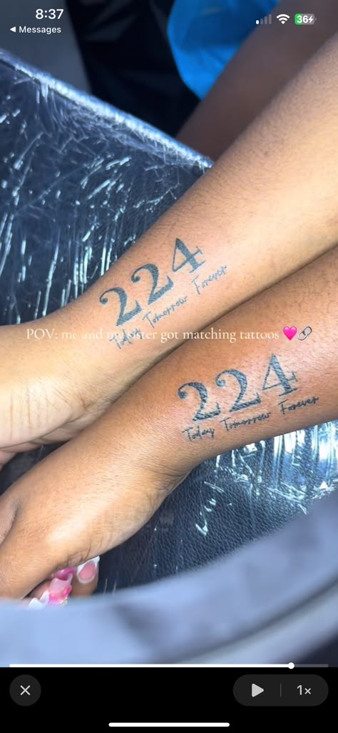 Baddie Friend Tattoos, Matching Tattoos No Matter What, Baddie Matching Tattoos For Best Friends, Dark Skin Women Tattoo Ideas, First Tattoo Ideas For Women Arm, Best Friend Tattoos Unique Meaningful, 224 Matching Tattoo, Simple Small Matching Tattoos, Gf And Bf Matching Tattoos